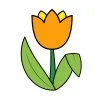 Цветной пример раскраски тюльпан для малышей
