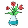 Цветной пример раскраски ваза с цветами натюрморт