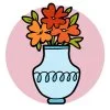 Цветной пример раскраски ваза с цветочками