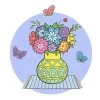 Цветной пример раскраски ваза с полевыми цветами и бабочки