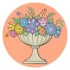 Цветной пример раскраски вазон с цветами