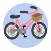 Цветной пример раскраски велосипед детский с корзинкой