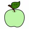 Цветной пример раскраски яблоко с листочком