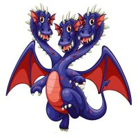 Цветной вариант раскраски трехглавый дракон