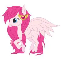 Цветной вариант раскраски розовый пони с крыльями