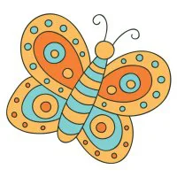 Цветной пример раскраски легкая бабочка