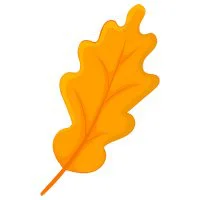 Цветной пример раскраски осенний дубовый лист желтый
