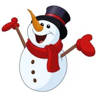Цветной вариант раскраски счастливый снеговик