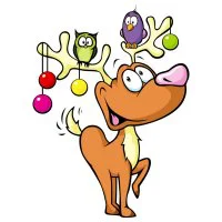 Цветной вариант раскраски рождественский счастливый олень
