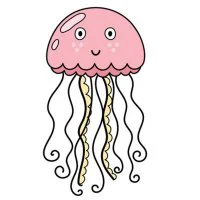 Цветной вариант раскраски медуза