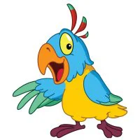Цветной вариант раскраски ара попугай
