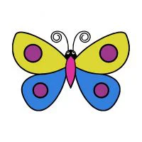 Цветной вариант раскраски бабочка для малышей