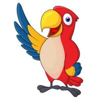Цветной вариант раскраски большой ара попугай