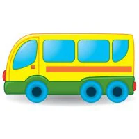 Цветной вариант раскраски маленький автобус