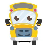 Цветной вариант раскраски школьный автобус для детей