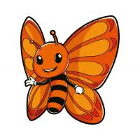 Цветной пример раскраски улыбающаяся бабочка