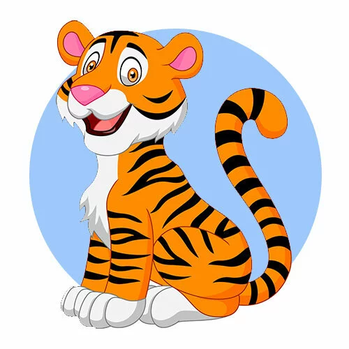 Цветной пример раскраски тигр добрый