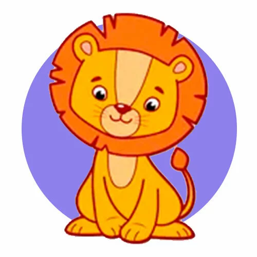Цветной пример раскраски добрый и миленький лев