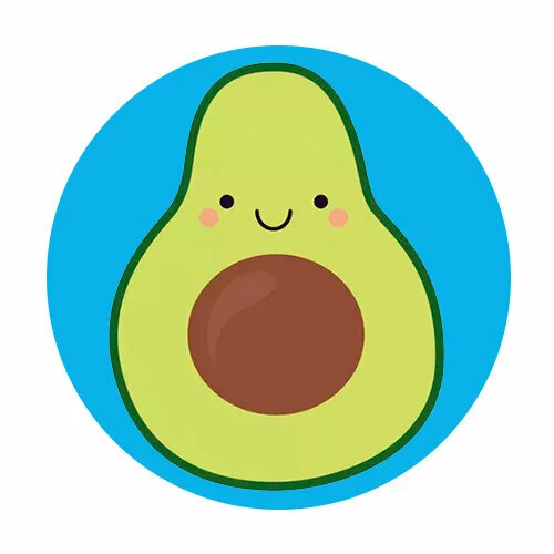 Цветной пример раскраски авокадо улыбка