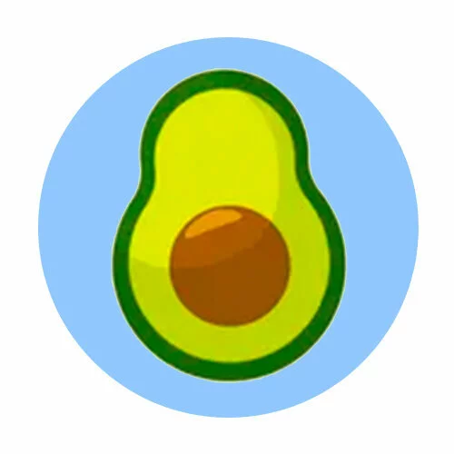 Цветной пример раскраски авокадо разрез