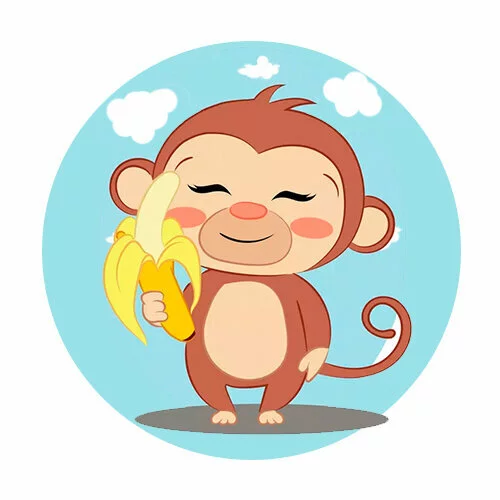 Цветной пример раскраски обезьянка довольная