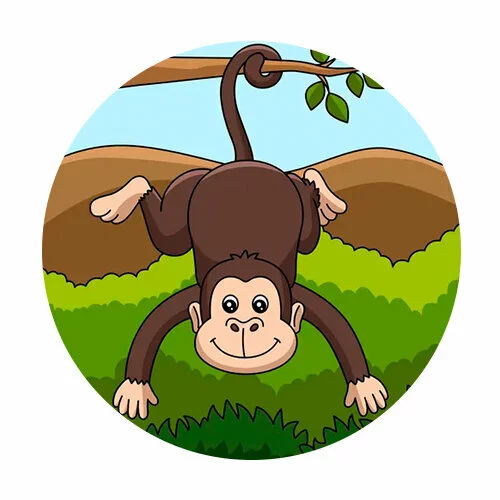 Цветной пример раскраски обезьяна обезьяничает