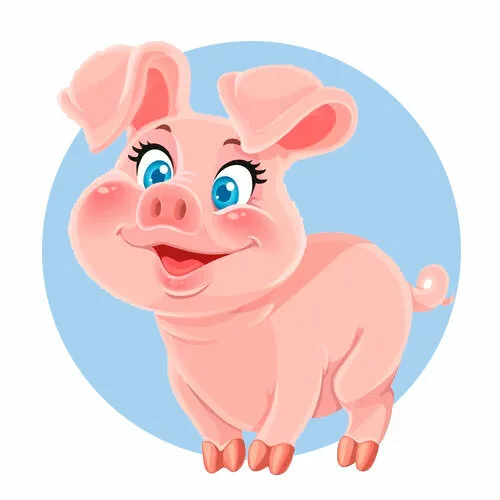 Цветной пример раскраски смешная свинья