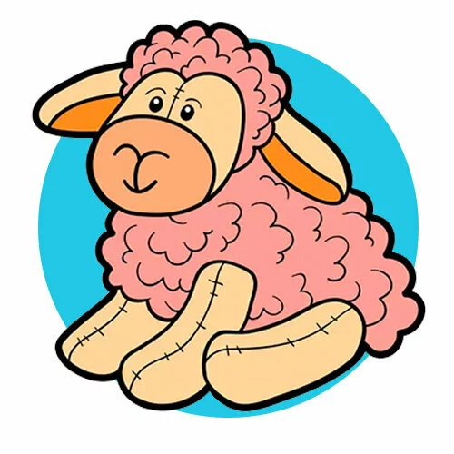 Цветной пример раскраски игрушка овечка