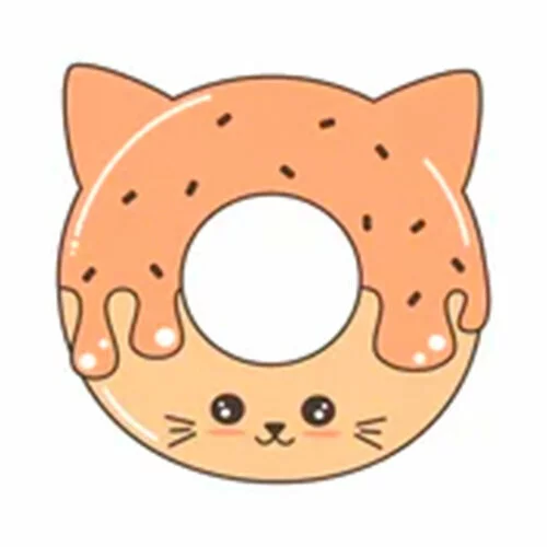 Цветной пример раскраски кот-пончик