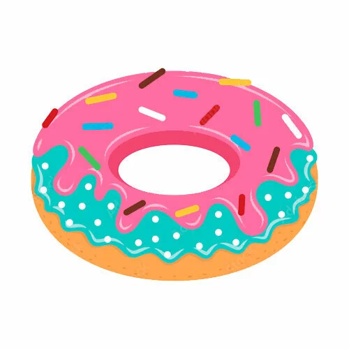 Цветной пример раскраски пончик с длинной посыпкой
