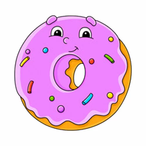 Цветной пример раскраски пончик с глазками