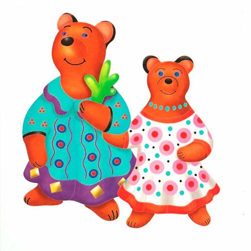 Цветной пример раскраски дымковская игрушка медведи