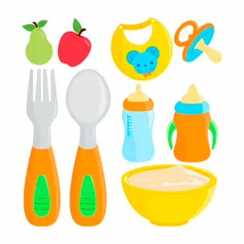 Цветной пример раскраски детская посуда