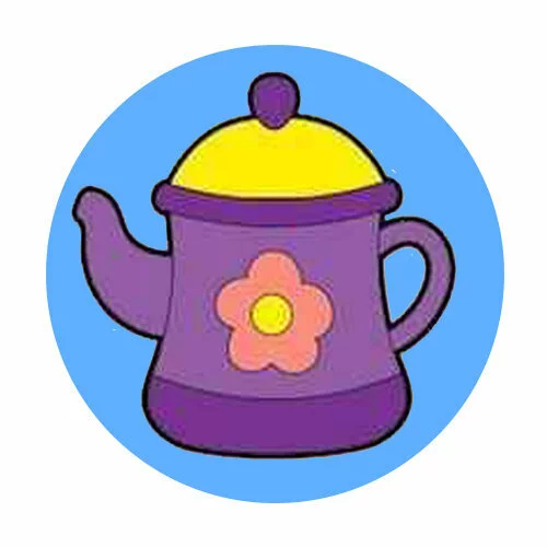 Цветной пример раскраски чайничек посудка