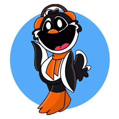 Цветной пример раскраски улыбающиеся твари picypigloo penguin