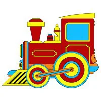 Цветной пример раскраски детский поезд