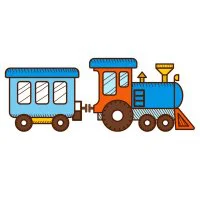Цветной пример раскраски поезд с вагонами