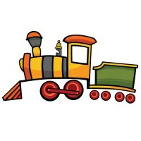 Цветной вариант раскраски игрушечный поезд