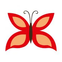 Цветной пример раскраски бабочка для дошколят