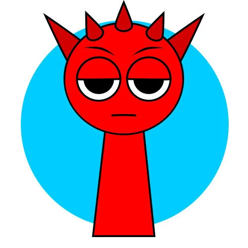 Цветной пример раскраски спрунки red (raddy) персонаж