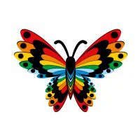 Цветной пример раскраски необычная бабочка