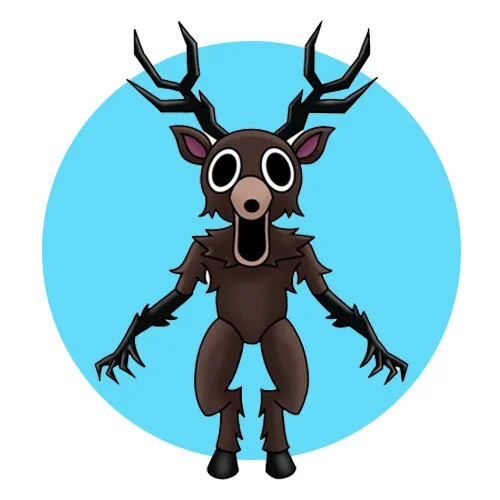 Цветной пример раскраски 99 ночей в лесу deer олень опасный