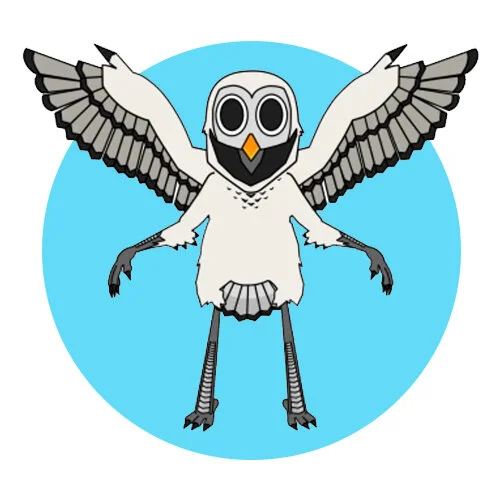 Цветной пример раскраски 99 ночей в лесу летит сова