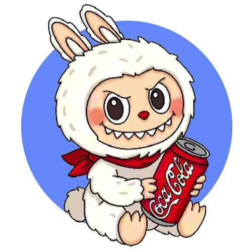 Цветной пример раскраски лабабу пьет колу