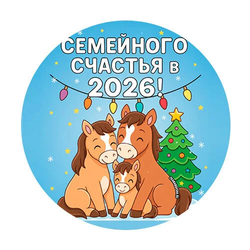 Цветной пример раскраски семейного счастья в новом году 2026