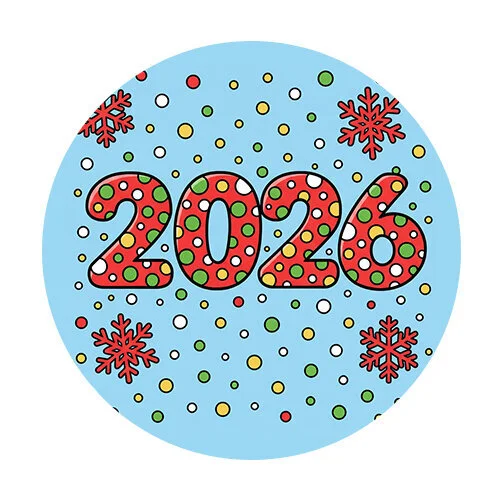 Цветной пример раскраски 2026 цифры новый год