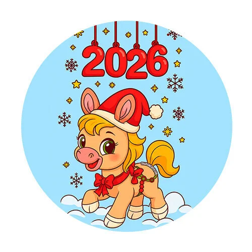 Цветной пример раскраски милая лошадка 2026