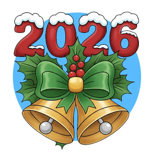 Цветной пример раскраски колокольчики на 2026 год