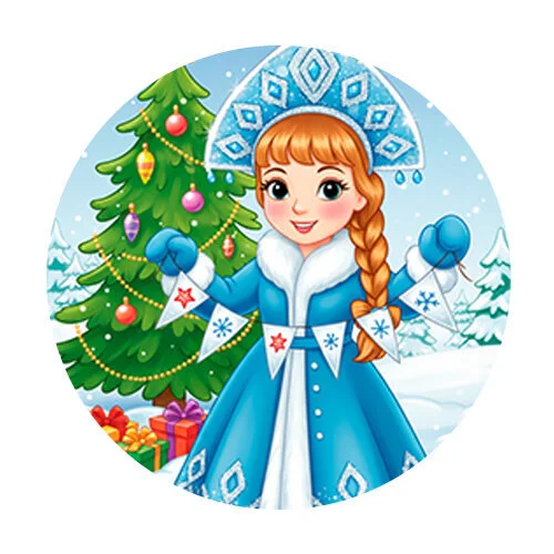 Цветной пример раскраски снегурочка гирлянда флажки