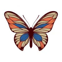 Цветной вариант раскраски интересная бабочка